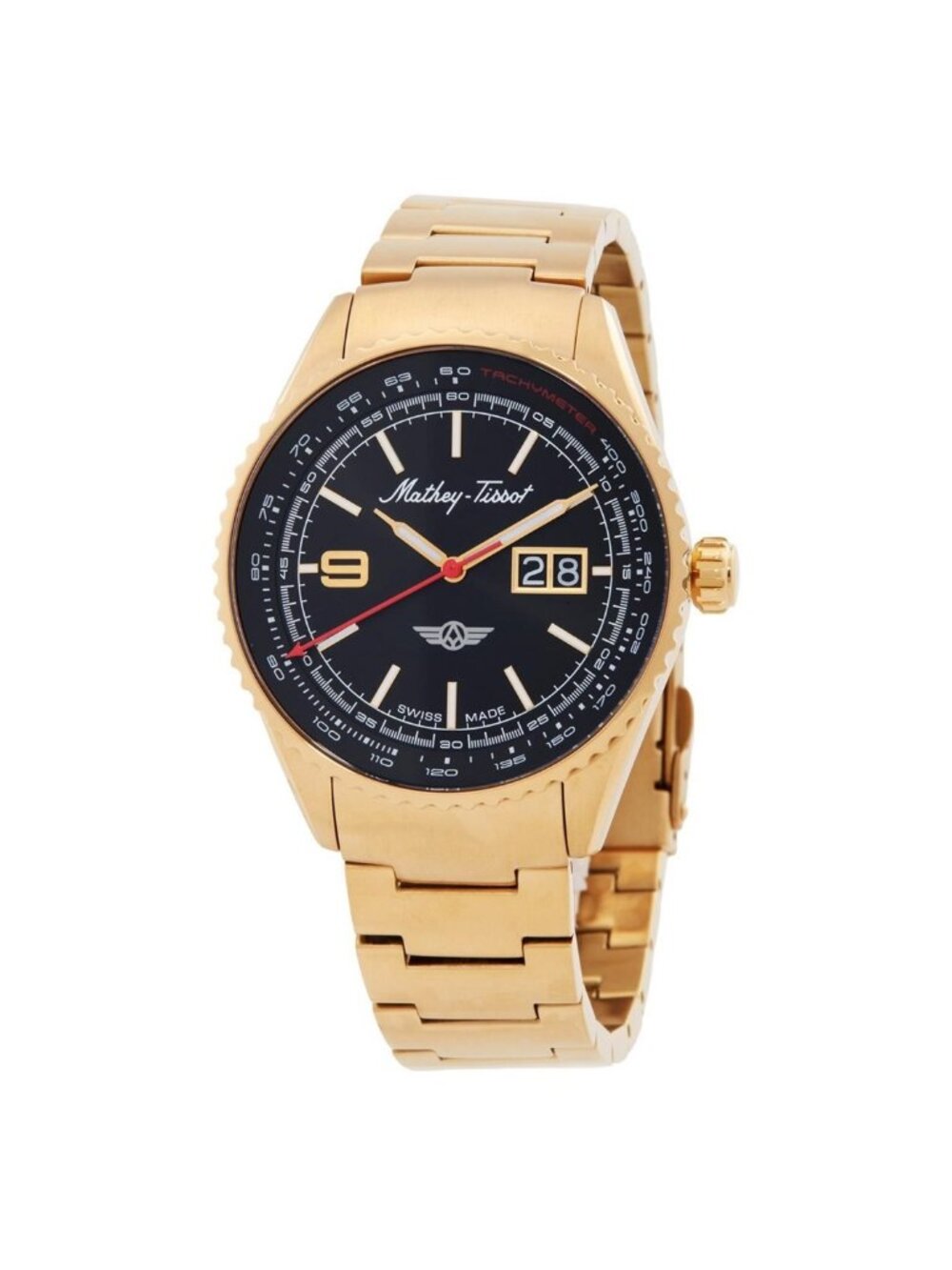 NWT Mathey-Tissot Atlas Quartz Black Dial Men's Watch